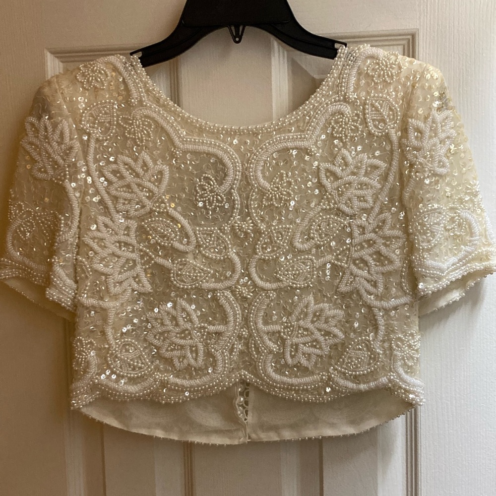 Alfred Angelo Cream Beaded Crop Top
